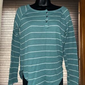 Teal Striped Women's Top